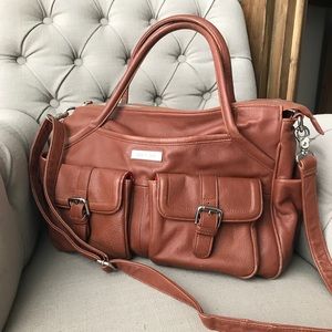 Lily Jade Camel Leather Diaper Bag
